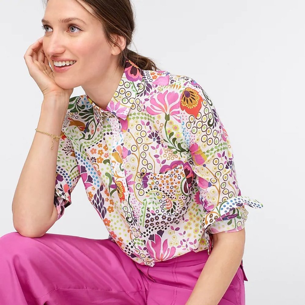 J Crew Classic popover shirt in Ratti® retro flora